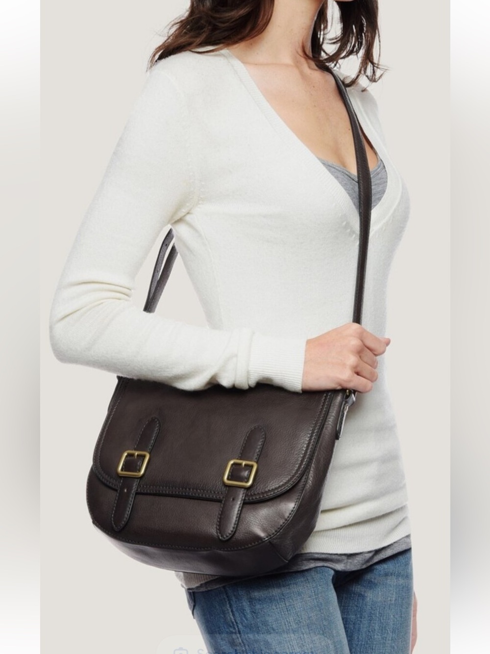 FRYE Claude Brown Leather Crossbody Bag